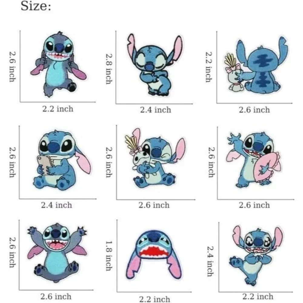 16 Pieces Stitch Iron on Anime Embroidered Applique Patches - Picture 2 of 6